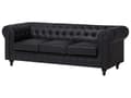 Miniatyrbild 6 av 11: Chesterfield Vardagsrumsset 3-sitssoffa + Fåtölj Svart Konstläder Mörka Träben