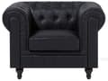 Miniatyrbild 7 av 11: Chesterfield Vardagsrumsset 3-sitssoffa + Fåtölj Svart Konstläder Mörka Träben