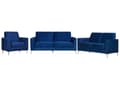 Miniatyrbillede 1 af 11: Sofagruppe Blå Velour Stof og Sølv Krom Metalben 6 Personers Dekorativ Blød Polstret Dyb Sofa Møbel Klassisk Retro Moderne Stil Stue Tilbehør