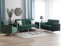 Miniatyrbillede 2 af 11: Sofagruppe Grøn Velour Stof og Sølv Krom Metalben 6 Personers Dekorativ Blød Polstret Dyb Sofa Møbel Klassisk Retro Moderne Stil Stue Tilbehør
