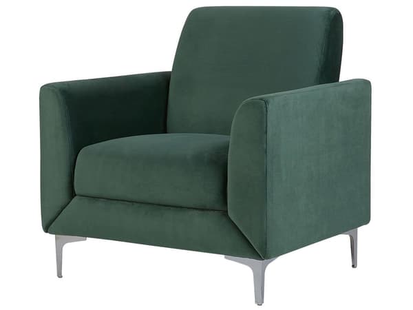 Sohvaryhmä tummanvihreä sametti verhoiltu hopeat metallijalat kuudelle 2x sohva nojatuoli moderni glamour tyyli