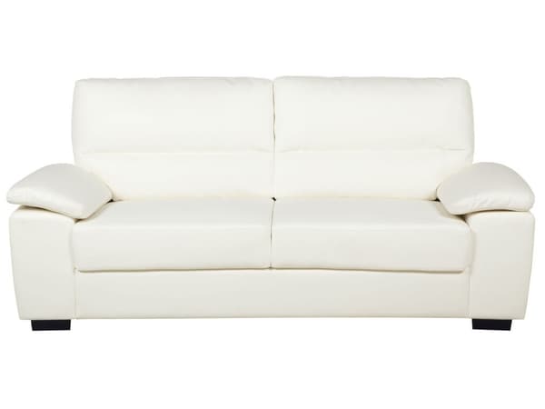 Et 3 + 2 sofasæt beige øko-læder træben klassisk stil