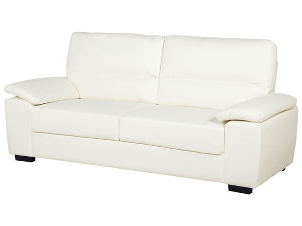 Et 3 + 2 sofasæt beige øko-læder træben klassisk stil