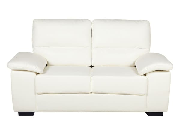 Et 3 + 2 sofasæt beige øko-læder træben klassisk stil