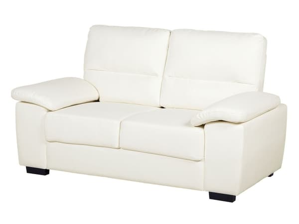 Et 3 + 2 sofasæt beige øko-læder træben klassisk stil