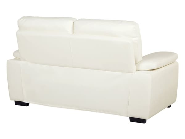 Et 3 + 2 sofasæt beige øko-læder træben klassisk stil