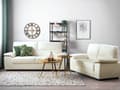 Miniatyrbillede 2 af 11: Et 3 + 2 sofasæt beige øko-læder træben klassisk stil