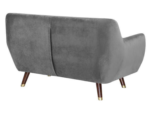 Sohvaryhmä harmaa sametti verhoiltu puu kuudelle napitettu 2x sohva nojatuoli retro glamour tyyli