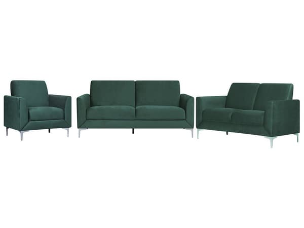 Soffset 3 + 2 + 1-sits Grön Sammet Klädsel Glam