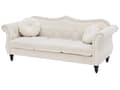 Miniatyrbild 4 av 11: Soffgrupp Beige Sammet 2-sits 3-sits Knappar Tuftad Kuddar Rullarmar Glam