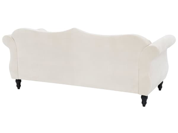 Soffgrupp Beige Sammet 2-sits 3-sits Knappar Tuftad Kuddar Rullarmar Glam