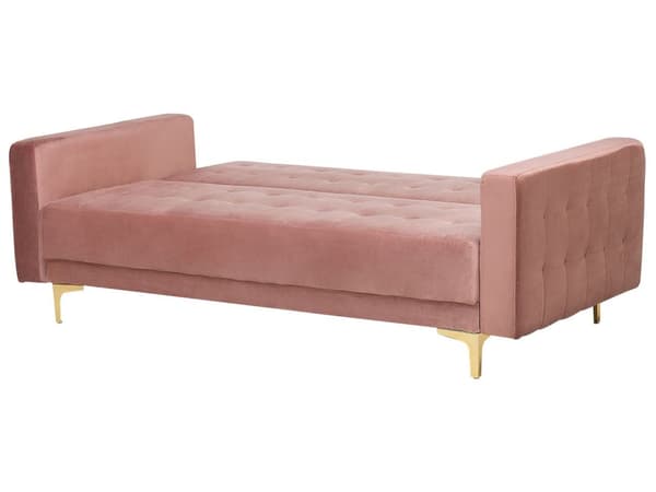 Soffgrupp Rosa Sammet Tuftat Tyg 3-sitsig Bäddsoffa 2 Fåtöljer Modern 3-delad Uppsättning Vardagsrum
