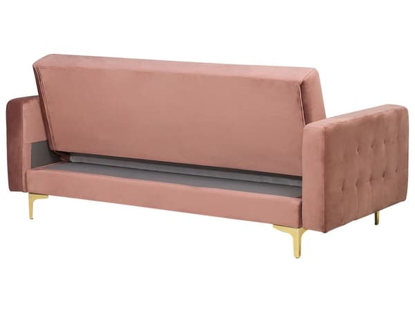 Soffgrupp Rosa Sammet Tuftat Tyg 3-sitsig Bäddsoffa 2 Fåtöljer Modern 3-delad Uppsättning Vardagsrum