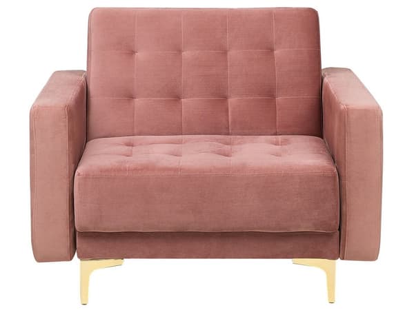 Soffgrupp Rosa Sammet Tuftat Tyg 3-sitsig Bäddsoffa 2 Fåtöljer Modern 3-delad Uppsättning Vardagsrum