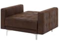Miniatyrbild 11 av 11: Vardagsrumsset 3-sits Bäddsoffa Brun Konstläder Tuftad 2 Fällbara Fåtöljer Modern