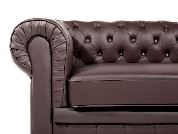 Sohvaryhmä ruskea neljälle nahkaverhoilu chesterfield sohva nojatuoli