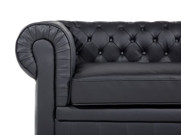 Sohvaryhmä musta neljälle nahkaverhoilu chesterfield sohva nojatuoli