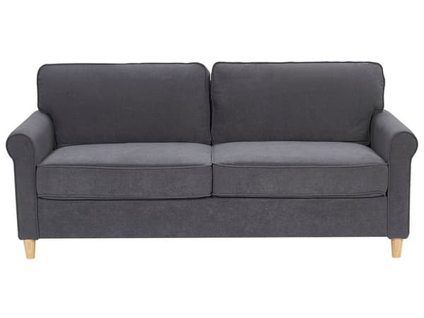 Sofagruppe Grå Velour Lyst Gummitræ 3 Personers 2 Personers Klassisk Retro Sofa med Rygpuder Design Koniske Ben Skandinavisk Minimalistisk