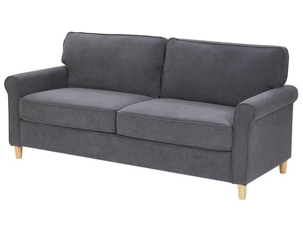 Sofagruppe Grå Velour Lyst Gummitræ 3 Personers 2 Personers Klassisk Retro Sofa med Rygpuder Design Koniske Ben Skandinavisk Minimalistisk
