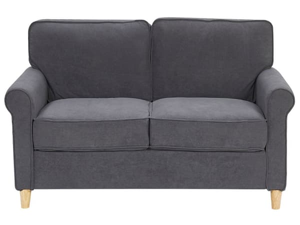 Sofagruppe Grå Velour Lyst Gummitræ 3 Personers 2 Personers Klassisk Retro Sofa med Rygpuder Design Koniske Ben Skandinavisk Minimalistisk