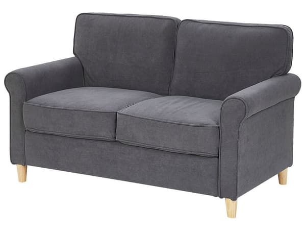 2 + 3-sits Soffgrupp Grå Sammet Träram Fjädersäte Vardagsrum