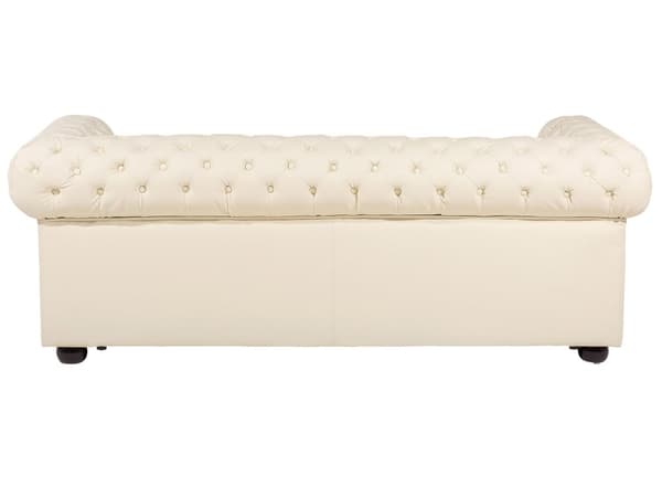 Chesterfield Sofasæt Beige Ægte Læder Sorte Træben 4 Personers Bredt Tyk Polstret Knap Tuftet Lænestol Venetiansk Barok stil Stue Dekoration