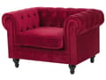 Miniatyrbillede 10 af 11: Chesterfield Sofasæt Mørkerød Velour med Sorte Træben 4 Personers Bredt Tyk Polstret Knap Tuftet Venetiansk Barok stil Stue Moderne Dekoration