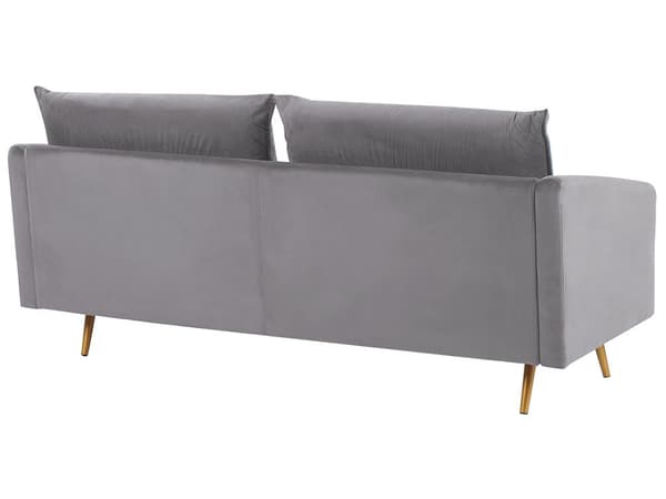 Sofagruppe Grå Velour Guld Metalben 3 Personers Sæt 2er Dekorativ Indendørs Dyb Sofa til Stue Indretning Glamour Retro Inspiration Tilbehør