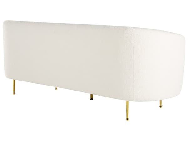 Sofasæt Hvid Polyester og Guld Jern 3 Pers 2 Pers Plyssofa Blød Fluffy Boucle Lænestol Stue Inspiration Tilbehør Buet Ryglæn Design