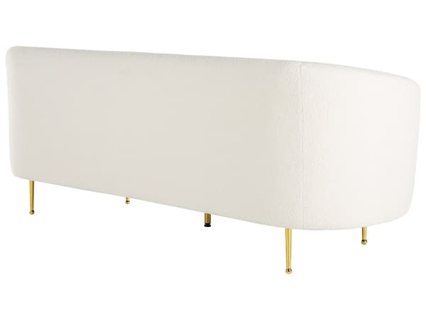 Soffgrupp Vit Boucle Tyg Mjuk Nubby Guld Ben Retro Glam Art Decor Style