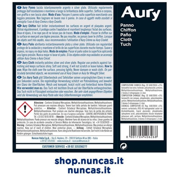 AURY 1 PANNO PER LUCIDARE L'ARGENTO NUNCAS PULIZIA CASA