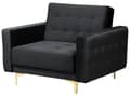 Miniatyrbild 5 av 11: Vardagsrumsset 3-sits Bäddsoffa Svart Sammet Tuftad 2 Fällbara Fåtöljer Modern