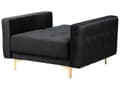 Miniatyrbild 6 av 11: Vardagsrumsset 3-sits Bäddsoffa Svart Sammet Tuftad 2 Fällbara Fåtöljer Modern