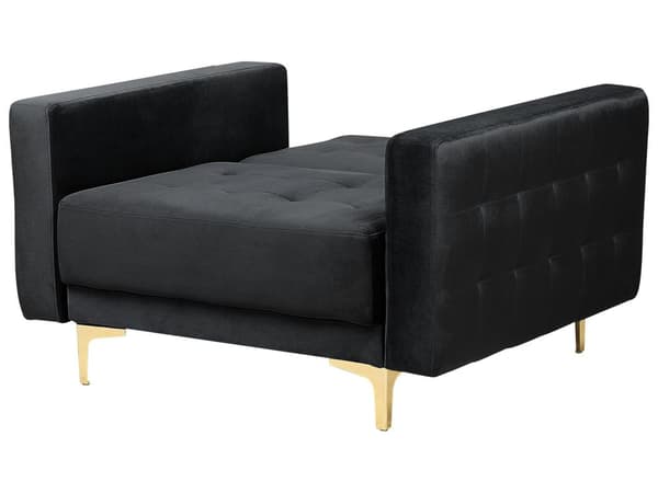 Vardagsrumsset 3-sits Bäddsoffa Svart Sammet Tuftad 2 Fällbara Fåtöljer Modern