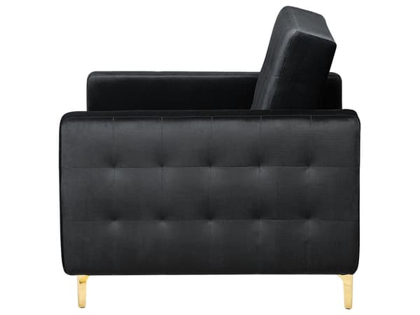 Vardagsrumsset 3-sits Bäddsoffa Svart Sammet Tuftad 2 Fällbara Fåtöljer Modern