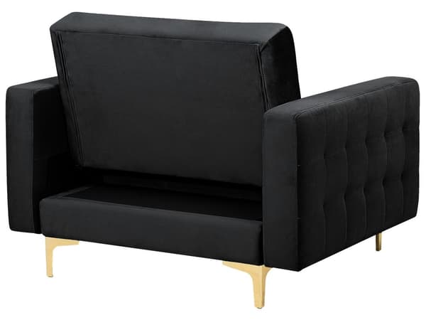 Vardagsrumsset 3-sits Bäddsoffa Svart Sammet Tuftad 2 Fällbara Fåtöljer Modern
