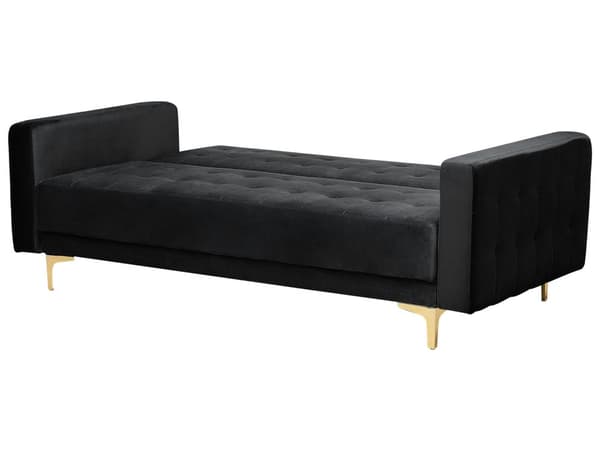 Sofasæt Sort Velour Sofa med Sovefunktion 3 Personers Sovesofa med 2 Lænestole Moderne Tuftet Klik Klak modul Sovefunktion Stue dekor