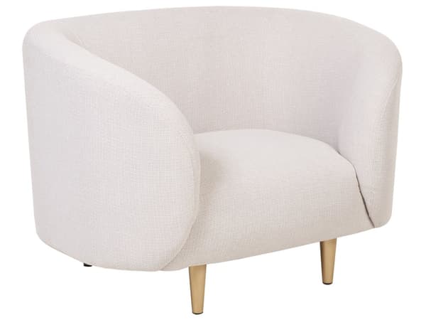 Sohvaryhmä beige kangas verhoiltu kultaiset rautajalat kolmelle kaareva perinteinen glamour tyyli