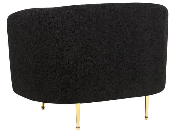 Soffgrupp Svart Boucle Tyg Mjuk Noppig Guld Ben Retro Glam Art Déco Design Vardagsrum Bibliotek