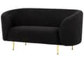 Miniatyrbild 10 av 11: Soffgrupp Svart Boucle Tyg Mjuk Noppig Guld Ben Retro Glam Art Déco Design Vardagsrum Bibliotek