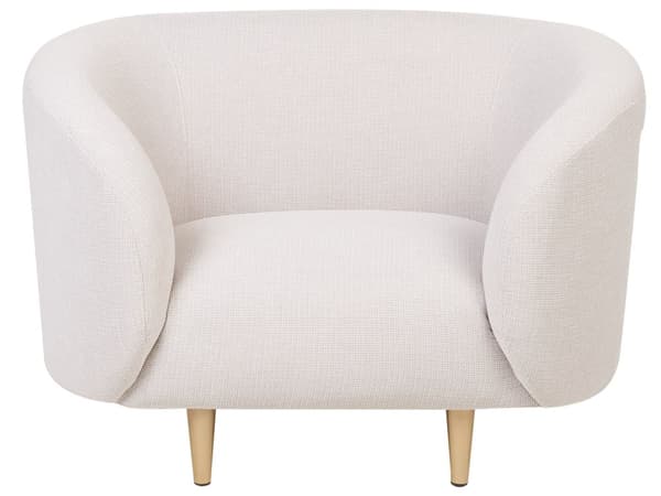 Stue Sæt Beige Polyester Stof Bløde Guldben 2-personers Sofa Lænestol Retro Glamourøs Stil