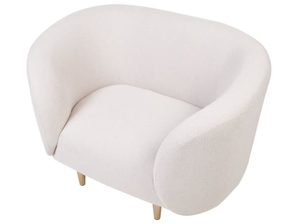 Stue Sæt Beige Polyester Stof Bløde Guldben 2-personers Sofa Lænestol Retro Glamourøs Stil