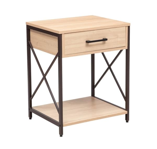 Sidebord/nattbord HEDVIG 48x40xH60cm, ask/svart