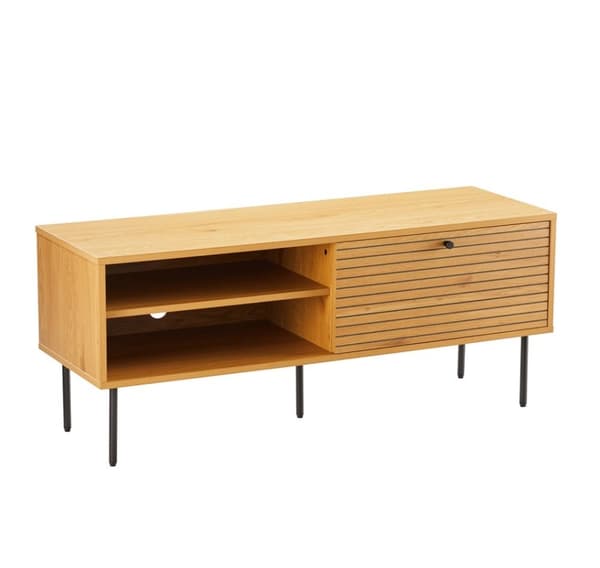 TV-pöytä LINE 120x40xH50cm, melamiini tammen kuorella
