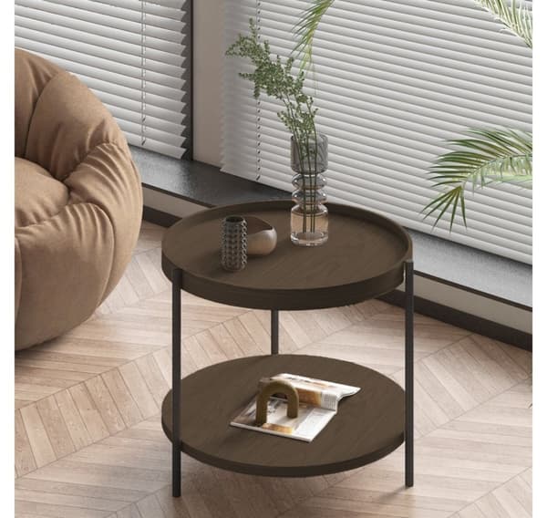 Soffbord CINDY D50xH45cm, melamin ljus valnöt