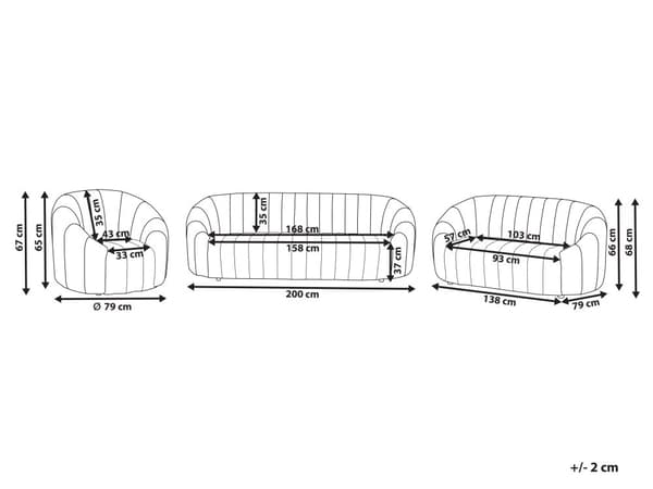 6-sits soffgrupp Off-white sammet Modernt vardagsrum med sittplatser Retro design Puffad sits Låg rygg
