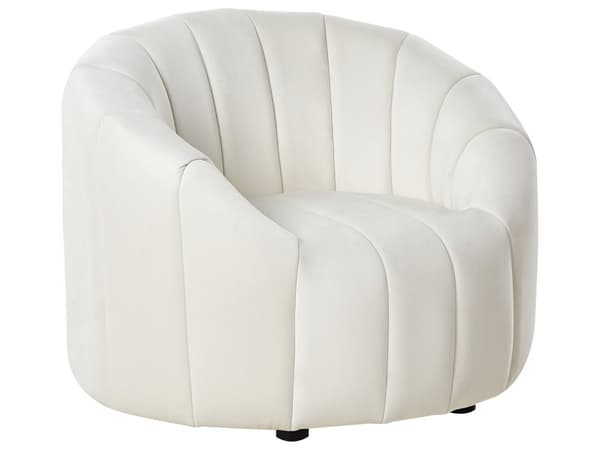6-sits soffgrupp Off-white sammet Modernt vardagsrum med sittplatser Retro design Puffad sits Låg rygg