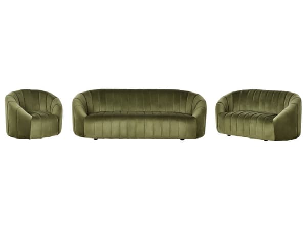 6-sits soffgrupp Mörkgrön sammet Modernt vardagsrum med sittplatser Retro design Puffad sits Låg rygg
