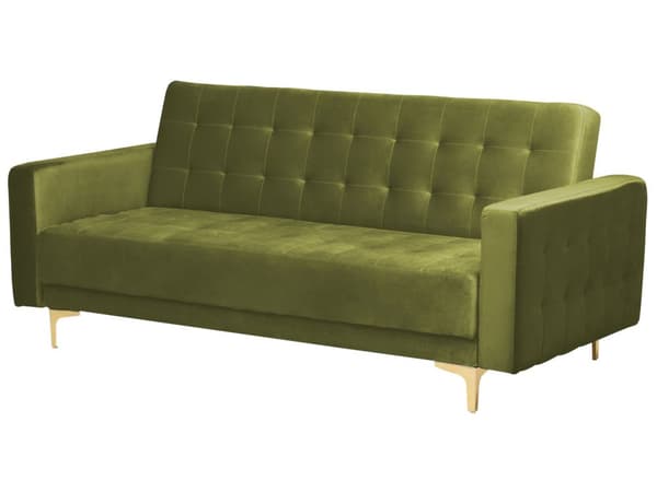 Vardagsrumspaket Grön sammet tuftat tyg 3-sits bäddsoffa 2 vilstolar Modern 3-delad svit