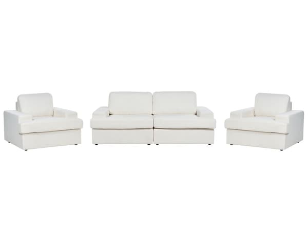 Sofasæt Hvid Boucle 5 Personers Sofagruppe Flydersofa Design Stue Indretning Sofa og Lænestol Sæt